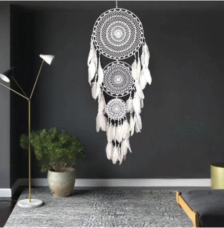Dream Catcher , Jescrich Traditional Handicrafts Dream Catcher Large  Hanging Feathers Ornament with 5 Rings , Wall Hanging Gift?31'' Long? :  Amazon.in: Home & Kitchen